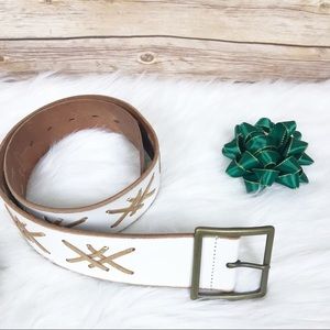 Vintage Genuine Leather Stitched Belt